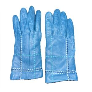 Lands’ End Women’s Leather Gloves Size Large Blue